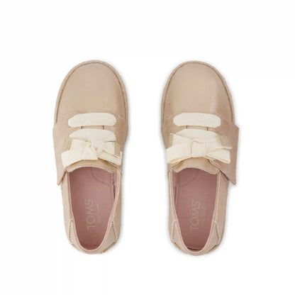 Carolina Lace-Up Kids Espadrille Seashell Metallic Faux Leather