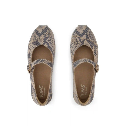 Womens Alpargata Mary Jane Taupe Snake Print Suede