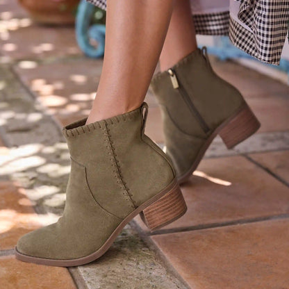 Womens Delilah Heeled Boot Water Repellent Military Olive Suede