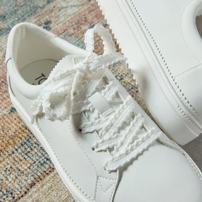 Womens Izzy Lace-Up Sneaker White Faux Leather