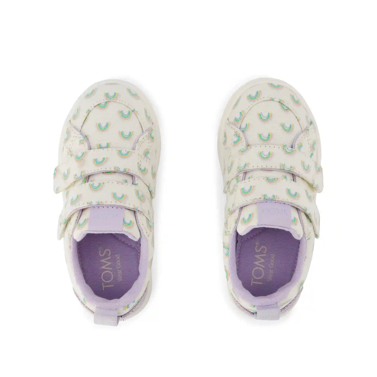 Cruz Double Strap Toddler Sneaker Egret Foil Rainbows