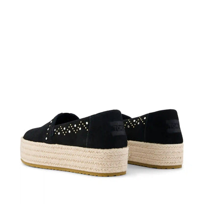 Womens Valencia Platform Espadrille Black Suede