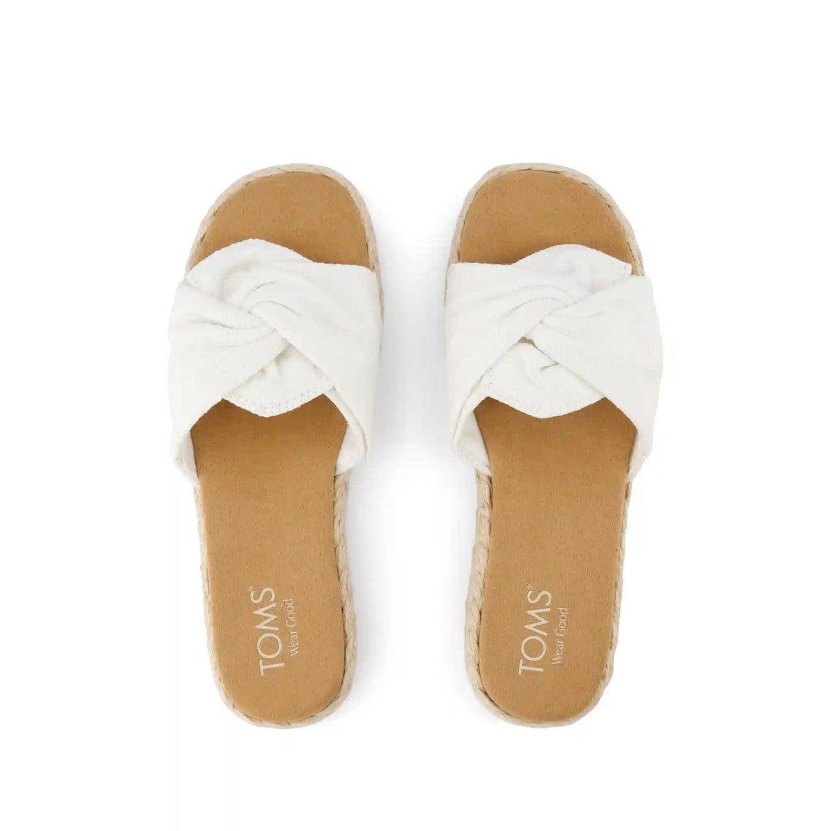 Abby Slide Flatform Espadrille Sandal White Beachside Woven