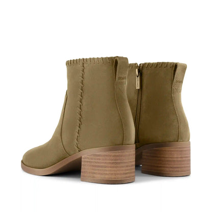Womens Delilah Heeled Boot Water Repellent Military Olive Suede