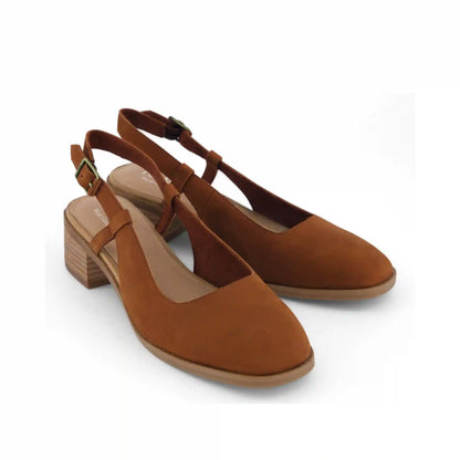 Womens Jaclyn Slingback Heel Amber Brown  Nubuck Leather