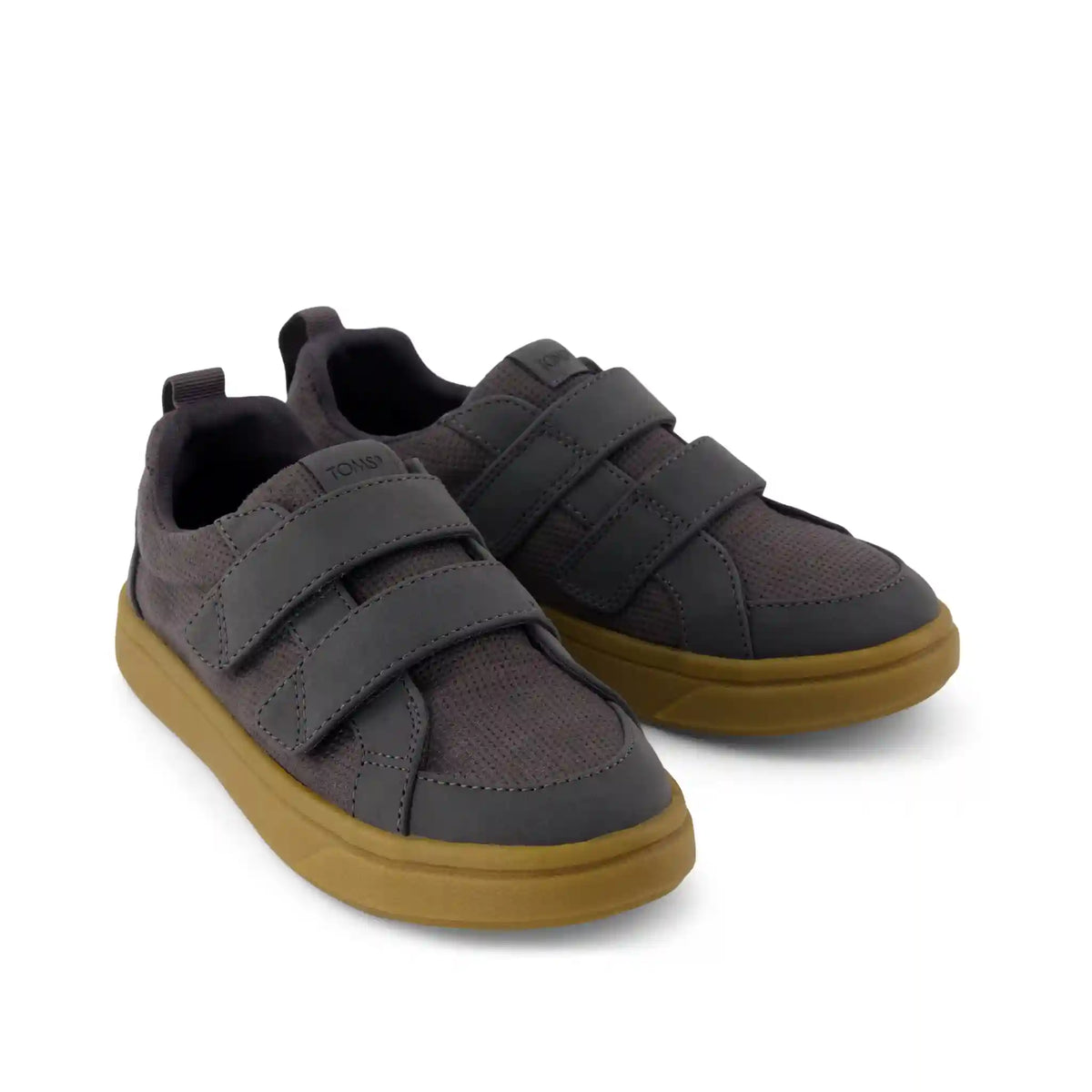 Cruz Double Strap Kids Sneaker Forged Iron Deboss Suede