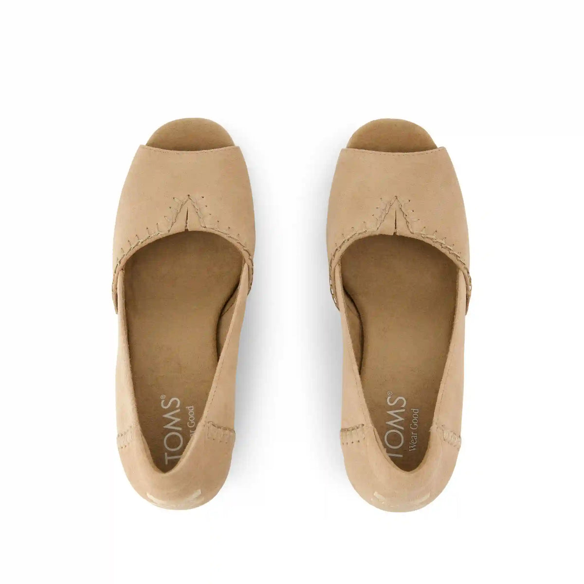Womens Essential Wedge Taupe Deco Stitch Suede