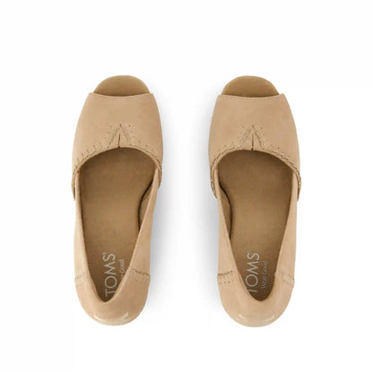 Womens Essential Wedge Taupe Deco Stitch Suede